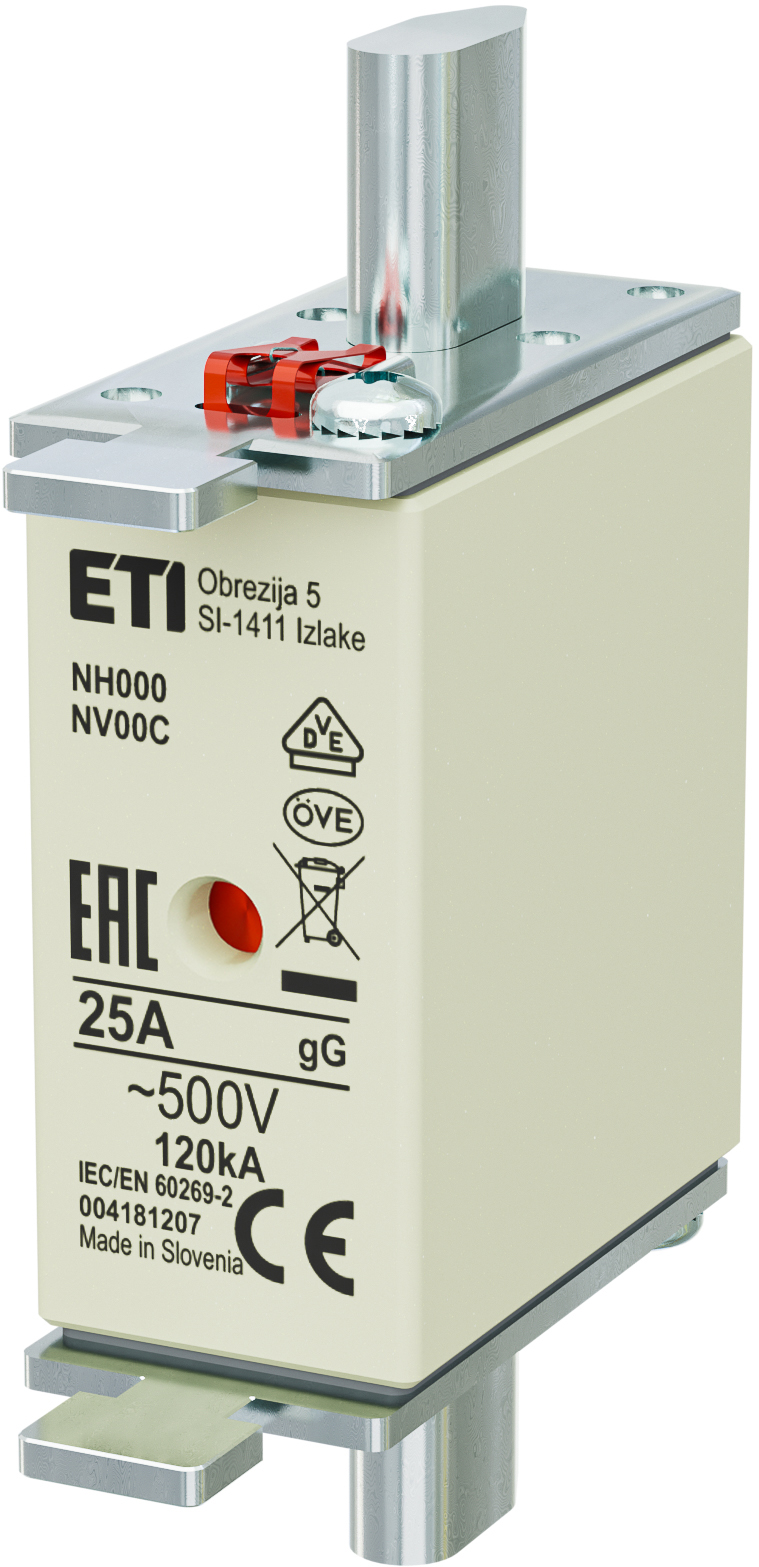 WKŁADKA TOPIKOWA NH - ZWŁOCZNA / KOMBI NH000 GG 25A/500V - 004181207 - ETI
