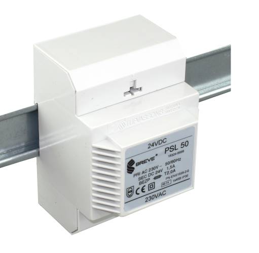 ZASILACZ 230/24VDC IP30 PSL 50 NA SZYNĘ TH-35 Z ZABEZPIECZENIEM FILTR - 18324-9999 - BREVE
