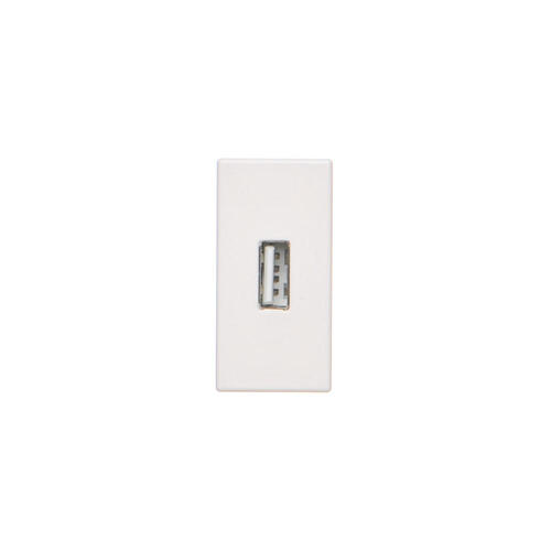 Płytka K45/2 złącza USB typ A żeńskie 22,5x45mm + gniazdo; zaciski śrubowe; czysta biel - K128B/9 - KONTAKT SIMON