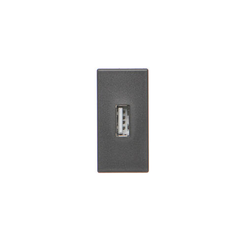 Płytka K45/2 złącza USB typ A żeńskie 22,5x45mm + gniazdo; zaciski śrubowe; szary grafit - K128B/14 - KONTAKT SIMON