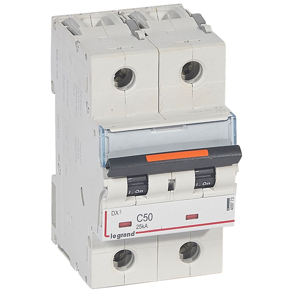 WYŁĄCZNIK NADPRĄDOWY C 50A 2-POLOWY 25KA DX3 S322 - 409773 - LEGRAND