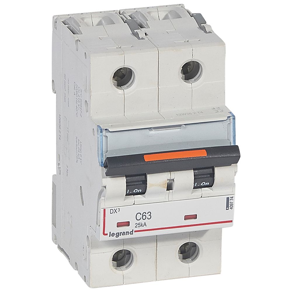 WYŁĄCZNIK NADPRĄDOWY C 63A 2-POLOWY 25KA DX3 S322 - 409774 - LEGRAND