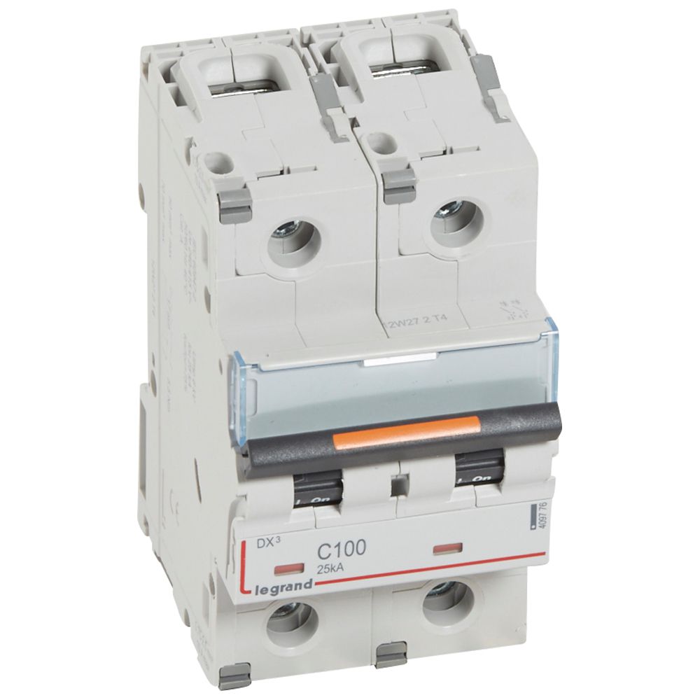 WYŁĄCZNIK NADPRĄDOWY C 100A 2-POLOWY 25KA DX3 S322 - 409776 - LEGRAND