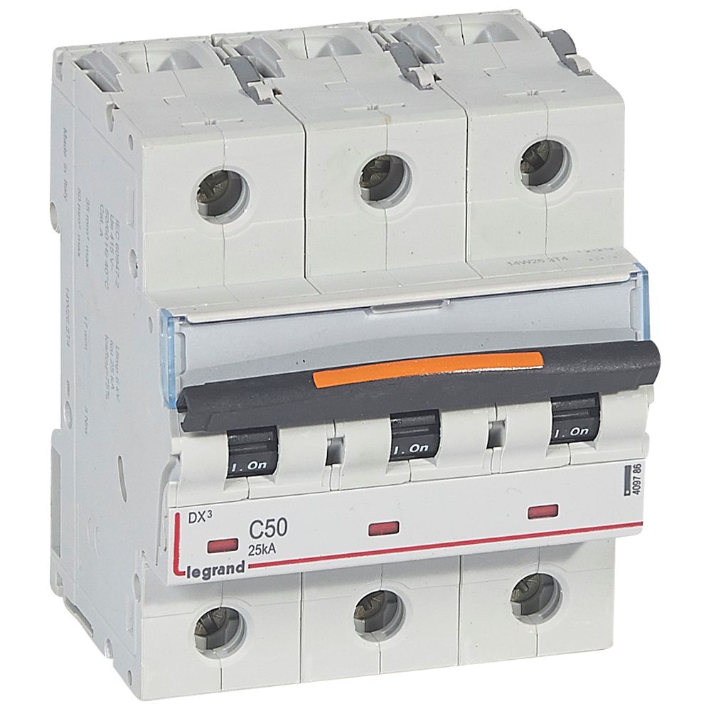 WYŁĄCZNIK NADPRĄDOWY C 50A 3-POLOWY 25KA DX3 S323 - 409786 - LEGRAND