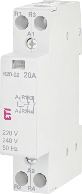STYCZNIK MODUŁOWY 20A 2 STYKI ROZWIERNE (1 MOD. 2 BIEG.) R 20-02 230V - 002461230 - ETI