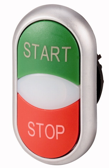 NAPĘD PRZYCISKU PODWÓJNEGO PODŚWIETLANY OZNACZENIE START STOP Z SAMOPOWROTEM M22-DDL-GR-GB1-GB0 - 216702 - EATON