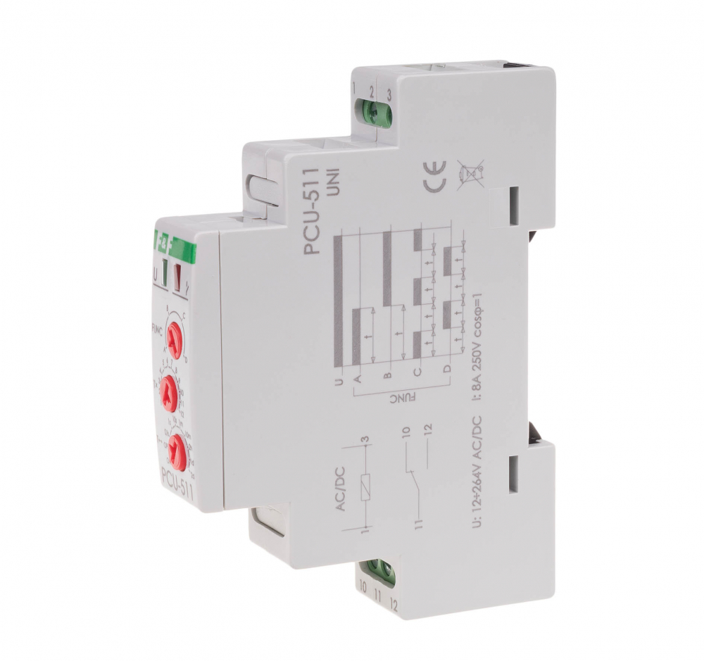 Przekaźnik czasowy, styk 1NO/NC, 12-264V - PCU-511UNI - F&F