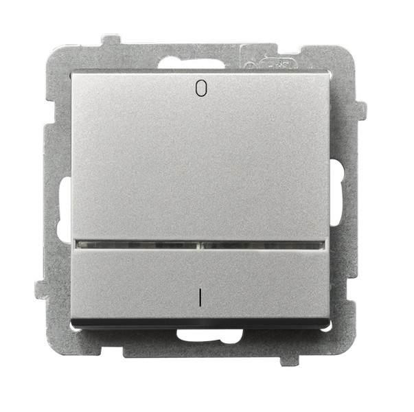 ŁĄCZNIK DWUBIEGUNOWY Z PODŚWIETLENIEM ZACISKI AUTOMATYCZNE 16AX 250V IP20 SREBRO MAT SONATA - ŁP-11RS/m/38 - OSPEL