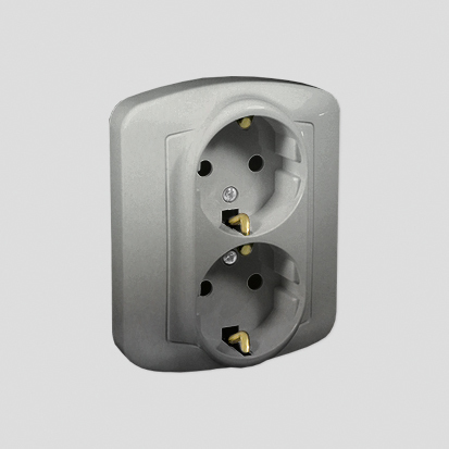 Gniazdo wtyczkowe podwójne z uziemieniem typu Schuko, ?16A, 250V~, zaciski śrubowe; aluminiowy - AGSZ2/26 - KONTAKT SIMON
