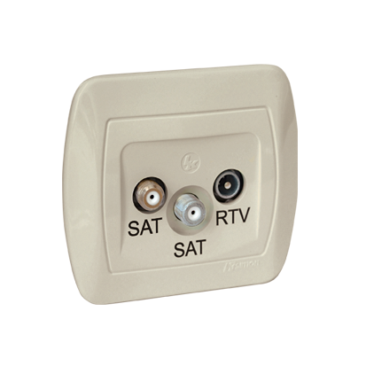 Gniazdo antenowe SAT-SAT-RTV końcowe; beż - AZAR+SAT3.1-P2/12 - KONTAKT SIMON