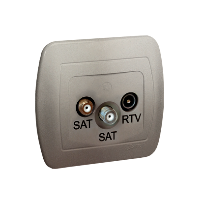 Gniazdo antenowe SAT-SAT-RTV końcowe; satynowy - AZAR+SAT3.1-P2/29 - KONTAKT SIMON
