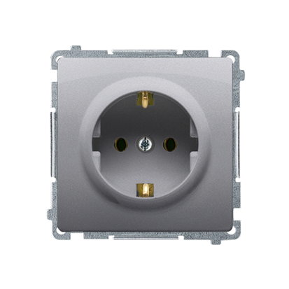 Gniazdo wtyczkowe z uziemieniem Schuko (moduł) 16A, 250V~, zaciski śrubowe; stal inox - BMGSZ1.01/21 - KONTAKT SIMON