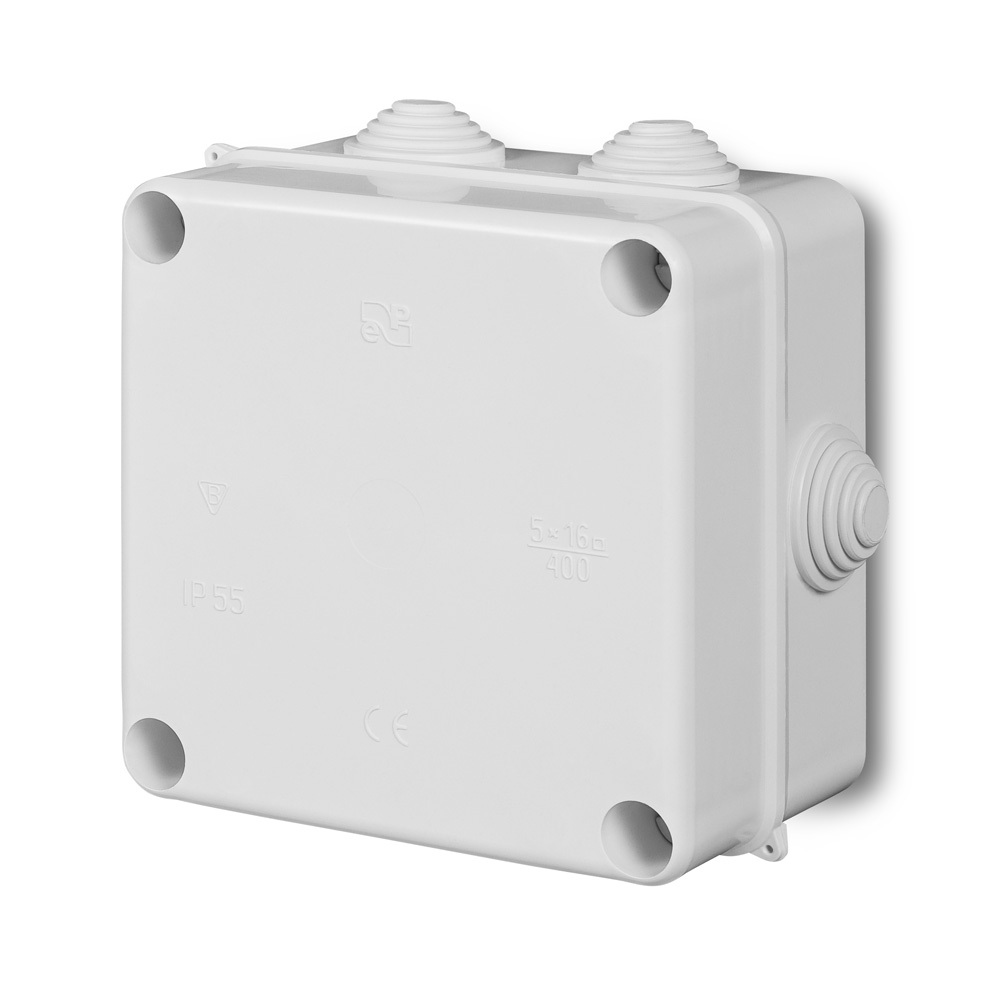 PUSZKA NATYNK PK-5 HERMETYCZNA 133X133X83MM BEZ WKŁADU IP55 BIAŁY EP-LUX TYP PK - 0252-00 - ELEKTRO-PLAST NASIELSK