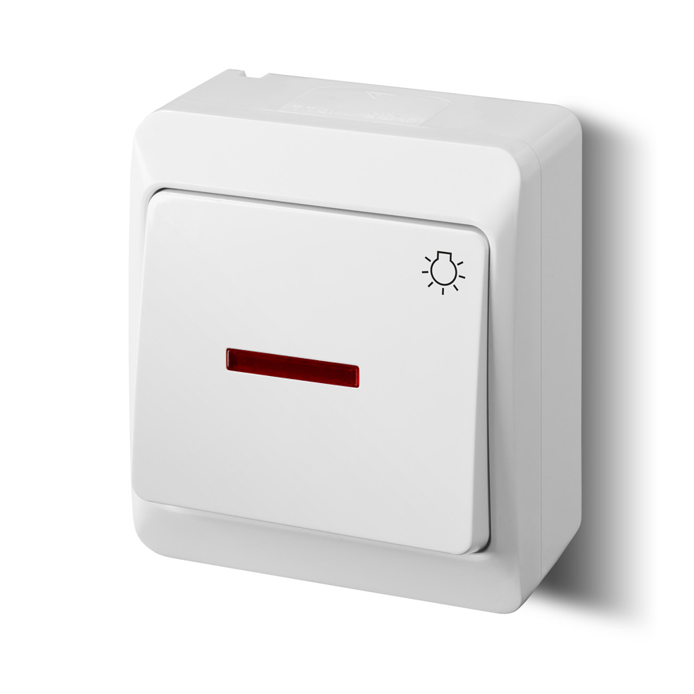 ŁĄCZNIK ŚWIATŁO HERMETYCZNY N/T IP44 Z PODŚWIETLENIEM BIAŁY HERMES - 0346-02 - ELEKTRO-PLAST NASIELSK