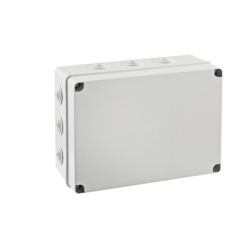 PUSZKA NATYNK 328X239X129MM Z DŁAWICAMI 12XM40 IP66/67 SZARY POKRYWA PEŁNA LIGHT - EV-322 - PCE