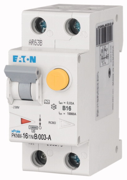 WYŁĄCZNIK RÓŻNICOWY Z CZŁONEM NADPRĄDOWYM B 16A/30MA 2 POLOWY TYP A PKNM - 236205 - EATON