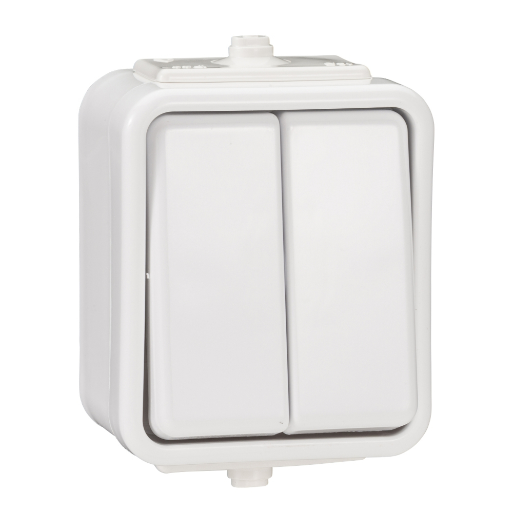 ŁĄCZNIK PODWÓJNY HERMETYCZNY IP44 10AX 250V BIAŁY CEDAR - WNT500C01 - SCHNEIDER ELECTRIC