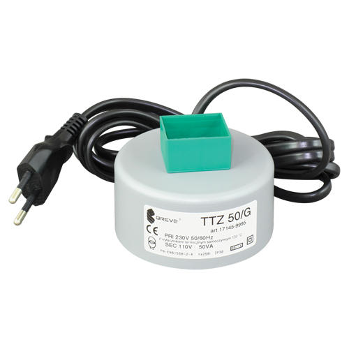 TRANSFORMATOR JEDNOFAZOWY TTZ 50/G 230/110V USA ZE SZNUREM SIECIOWYM - 17145-9995 - BREVE