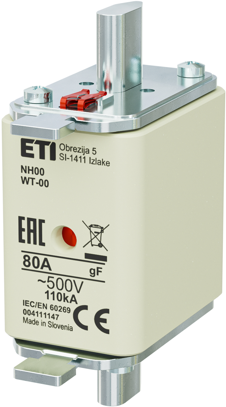 WKŁADKA TOPIKOWA NH - SZYBKA / KOMBI / POKRYWY STALOWE NH00/WT-00 GF 80A/500V G - 004111147 - ETI