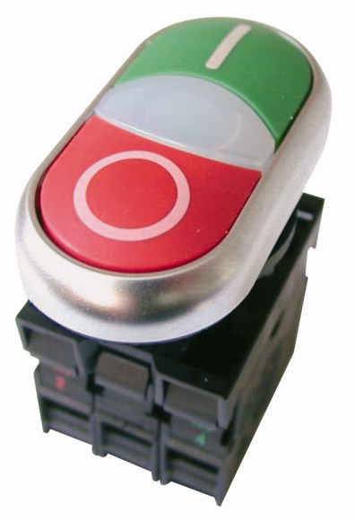 PRZYCISK PODWÓJNY CZERWONO/ ZIELONY Z SAMOPOWROTEM ( STYKI: 1NO/1NC ) LED M22-DDL-GR-X1/X0/K11/230-W - 216509 - EATON
