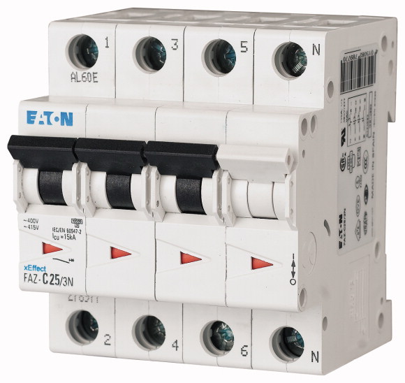 WYŁĄCZNIK NADPRĄDOWY SERII 15KA 3-POLOWY Z TOREM NEUTRALNYM FAZ-B16/3N - 278949 - EATON