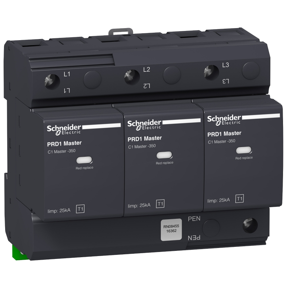 OCHRONNIK P-PRZEPIĘCIOWY PRD1MASTER-T1-3 3-BIEGUNOWY TYP1 25 KA ZE STYKIEM - 16362 - SCHNEIDER ELECTRIC