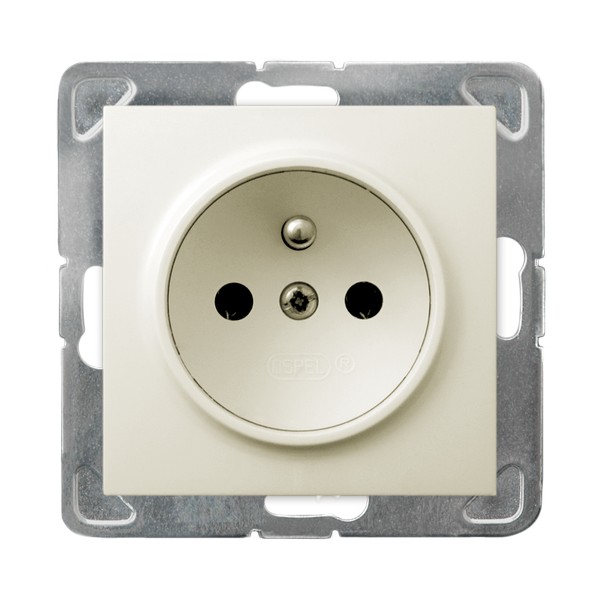 GNIAZDO POJEDYNCZE Z UZIEMIENIEM 2P+Z ZACISKI ŚRUBOWE 16A 250V IP20 ECRU IMPRESJA - GP-1YZ/m/27 - OSPEL