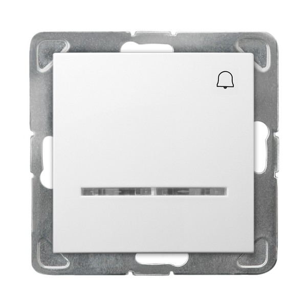 ŁĄCZNIK ZWIERNY DZWONEK Z PODŚWIETLENIEM POMARAŃCZOWYM ZACISKI AUTOMATYCZNE 10AX 250V IP20 BIAŁY IMPRESJA - ŁP-6YS/m/00 - OSPEL