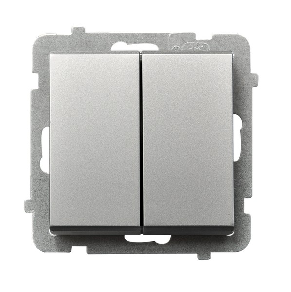 ŁĄCZNIK SCHODOWY PODWÓJNY ZACISKI AUTOMATYCZNE 16AX 250V IP20 SREBRNY MAT SONATA - ŁP-10R/m/38 - OSPEL