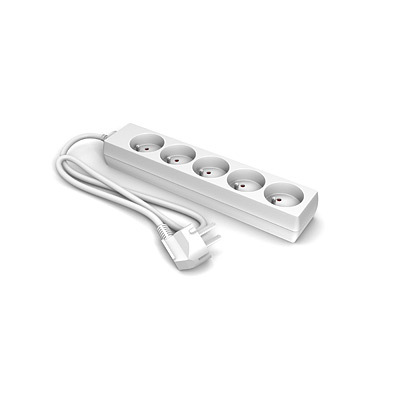 PRZEDŁUŻACZ BIAŁY 5 GNIAZDA Z UZIEMIENIEM PS-530/H05VV-F 3G1/ 1.5 M - IMP.PS-530/1.5M.B - ACAR