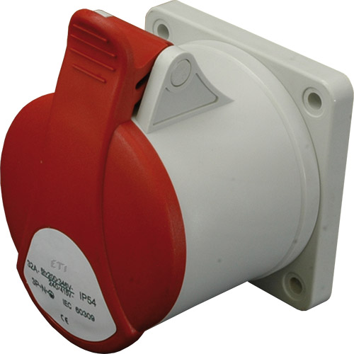 16A, 230V, 2P+PE, GNIAZDO TABLICOWE PROSTE, IP54 EER 1632 - 004482128 - ETI