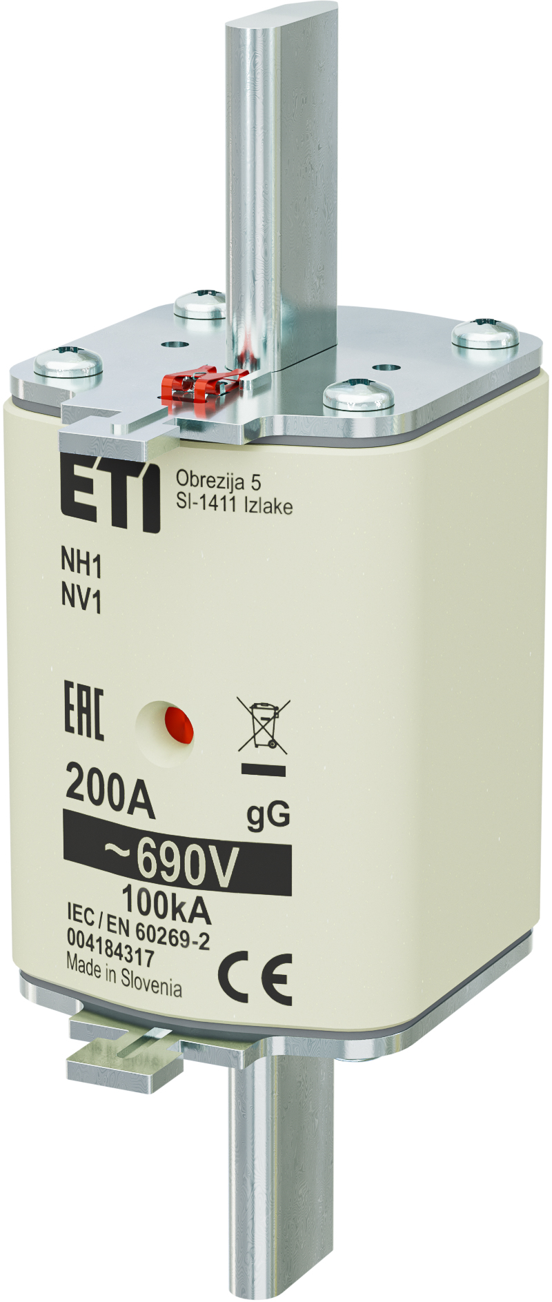 WKŁADKA TOPIKOWA NH - ZWŁOCZNA / KOMBI NH1 GG 200A/690V - 004184317 - ETI