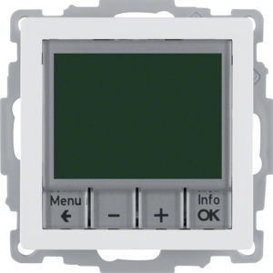 REGULATOR TEMPERATURY ZE STEROWANIEM CZASOWYM I ELEMENTEM CENTRALNYM BIAŁY AKSAMIT Q.1 - 20446089 - HAGER
