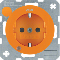 GNIAZDO SCHUKO Z DIODĄ KONTROLNĄ LED POMARAŃCZOWY POŁYSK R.1/R.3 - 41102007 - HAGER