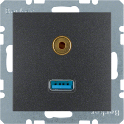 GNIAZDO USB / 3.5 MM AUDIO ANTRACYT MAT B.KWADRAT/B.3/B.7 - 3315391606 - HAGER