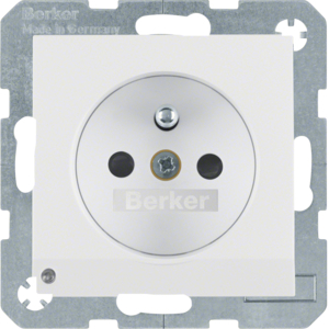 GNIAZDO Z UZIEMIENIEM I KONTROLNĄ DIODĄ LED BIAŁY MAT S.1/B.3/B.7 - 6765101909 - HAGER