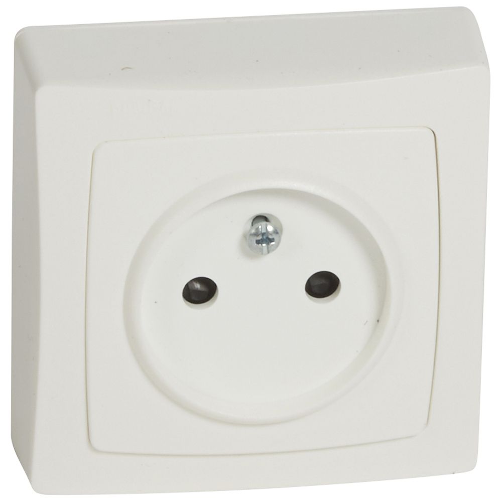 GNIAZDO POJEDYNCZE 2P Z PRZESŁONĄ STYKÓW BIAŁE KOMPLET 16A-250V~ OTEO - 086022 - LEGRAND
