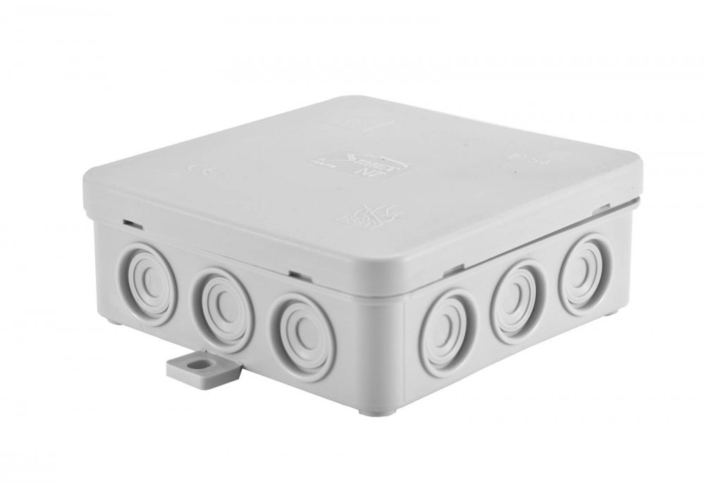PUSZKA NATYNK 100X100X40MM Z DŁAWICĄ ZINTEGROWANĄ SAMOZATRZASKOWA IP54 SZARY FASTBOX N7 - 83007002 - SIMET