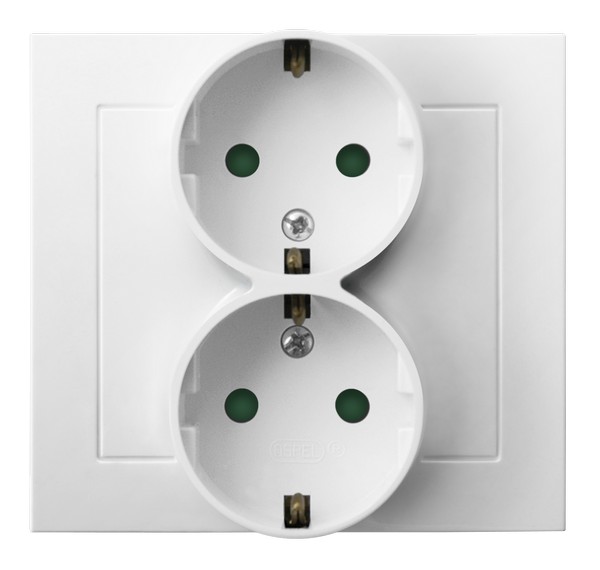GNIAZDO PODWÓJNE SCHUKO BIAŁY KIER - GP-2WSP/00 - OSPEL