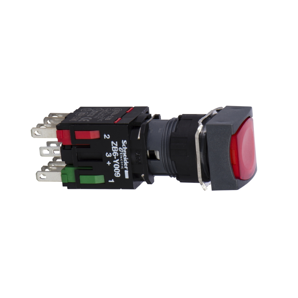 PRZYCISK PŁASKI SAMOPOWROTNY LED 12...24V KWADRATOWY CZERWONY - XB6CW4B5B - SCHNEIDER ELECTRIC