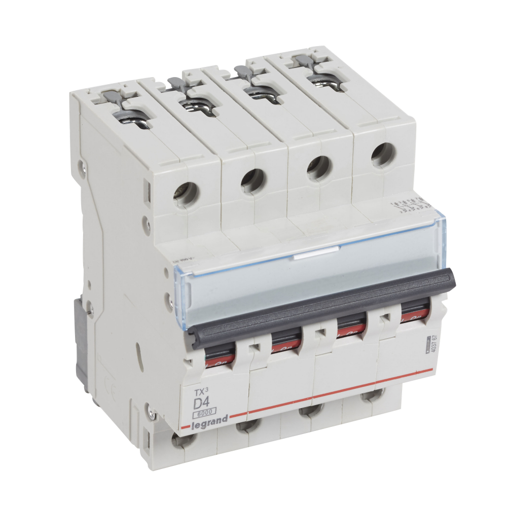 WYŁĄCZNIK NADPRĄDOWY D 4A 4 POLOWY CHARAKTERYSTYKA D SERII TX3 S304 - 403767 - LEGRAND