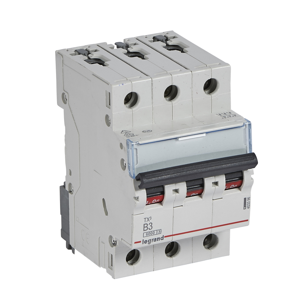 WYŁĄCZNIK NADPRĄDOWY B 3A 3 POLOWY CHARAKTERYSTYKA B SERII TX3 S 303 - 403396 - LEGRAND