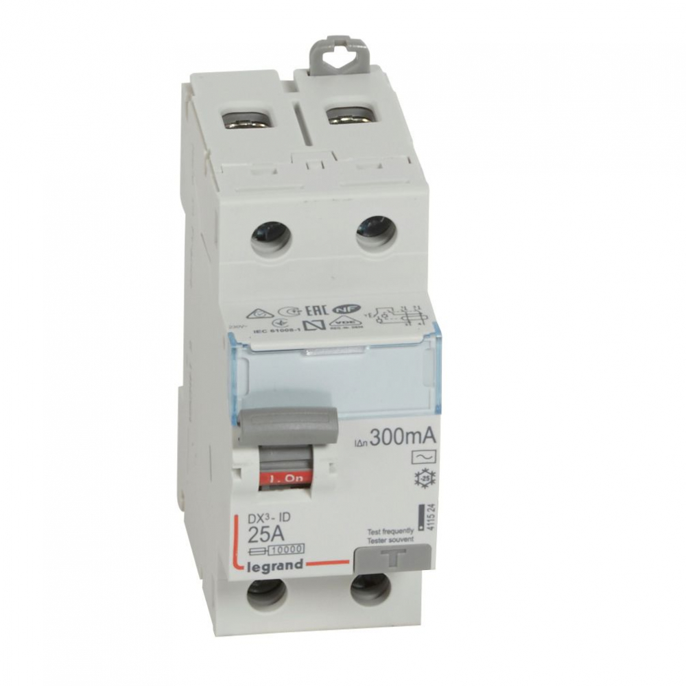 WYŁĄCZNIK RÓŻNICOWY 25A 300MA 2-POLOWY TYP AC SERII DX3 P302 - 411524 - LEGRAND