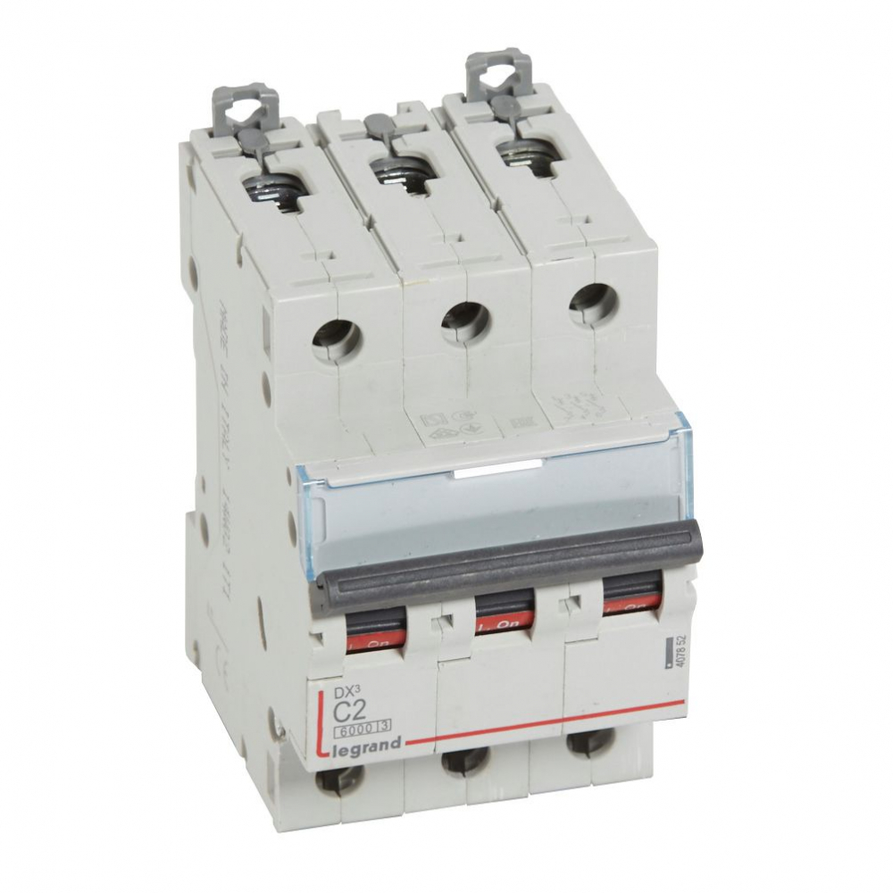 WYŁĄCZNIK NADPRĄDOWY C 2A 3 POLOWY CHARAKTERYSTYKA C SERII DX3 S 303 - 407852 - LEGRAND