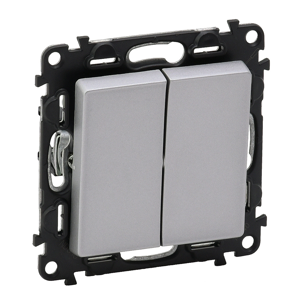 PRZYCISK PODWÓJNY PRZEŁĄCZY NO/NC ALUMINIUM6 A - 250 V~VALENA LIFE - 752318 - LEGRAND