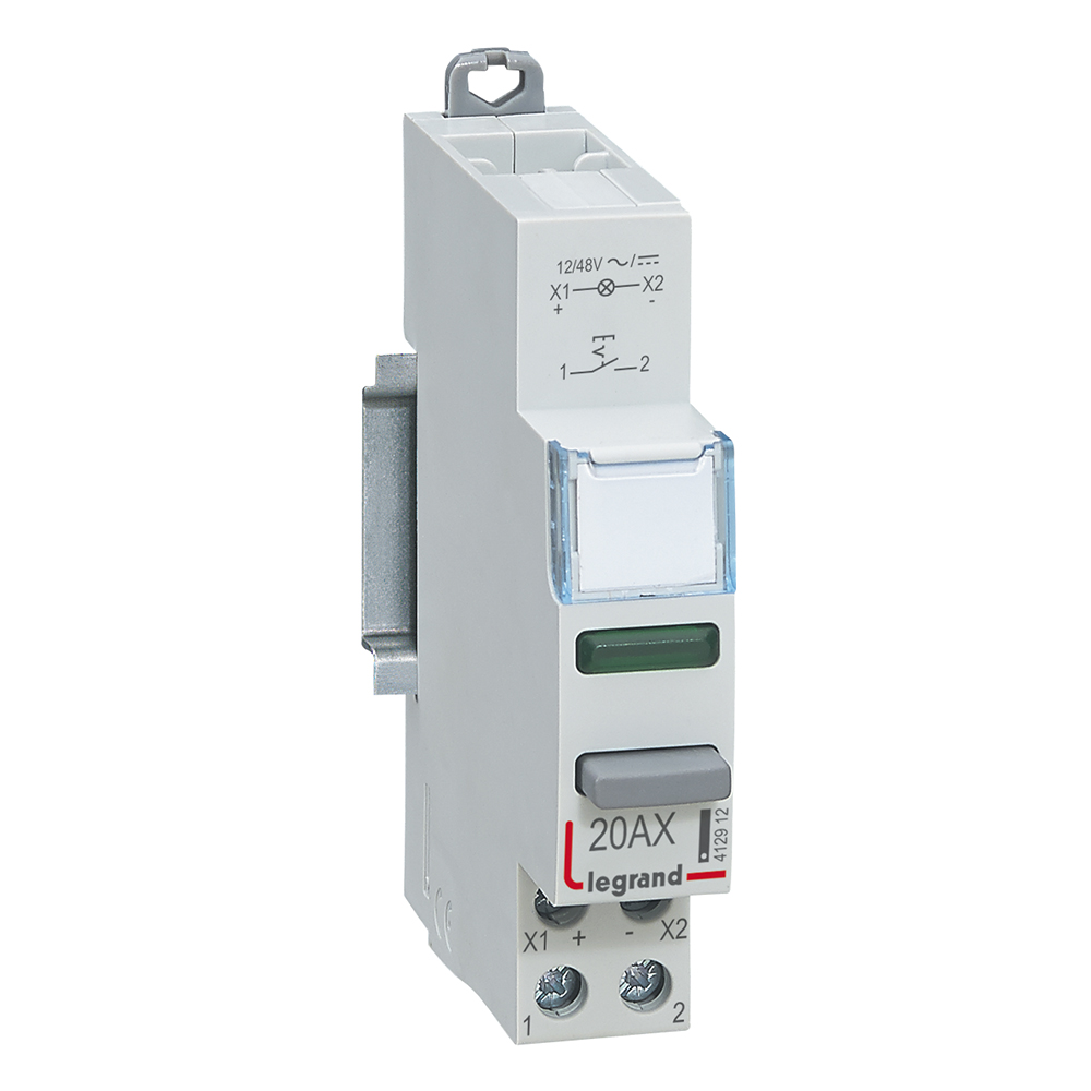 ŁĄCZNIK PRZYCISKOWY BISTABILNY 1NO Z LAMPKĄ ZIELONĄ LED 12/48V - 412912 - LEGRAND