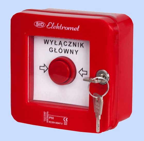WYŁĄCZNIK ALARMOWY Z ZAMKIEM 4 TORY PRĄDOWE 12A NC-NO NC-NO WGZ-4S - 921493 - ELEKTROMET DZIERŻONIÓW