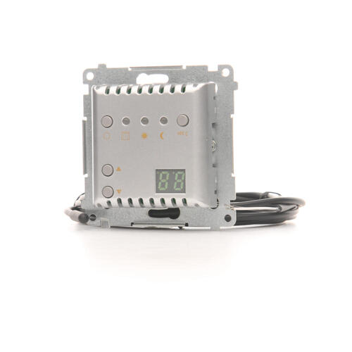 Regulator temperatury z wyświetlaczem z czujnikiem zewnętrznym (moduł) 16(2) A, 230V~; srebrny mat *W komplecie czujnik zewnętrzny (sonda) - DTRNSZ.01/43 - KONTAKT SIMON