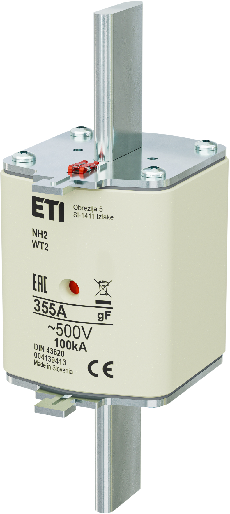 WKŁADKA TOPIKOWA NH - SZYBKA / KOMBI NH2/WT2 GF 355A/500V - 004139413 - ETI