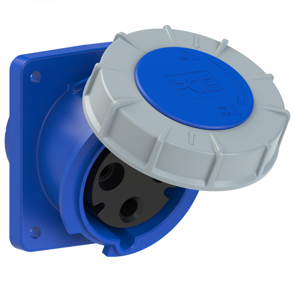 GNIAZDO TABLICOWE SKOŚNE POWER TWIST 63A 230V 2P+Z 100x112mm - 433-6 - PCE